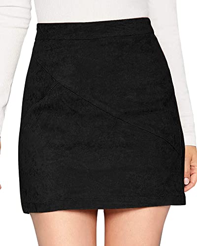 MANGOPOP Mini Faux Suede Skirt for Women High Waist Skirts