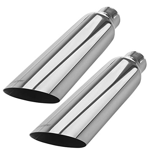 2 PCS Upower 2.5' to 4' Exhaust Tips 18' Long Stainless Steel Weld-On Exhaust Tail Pipe