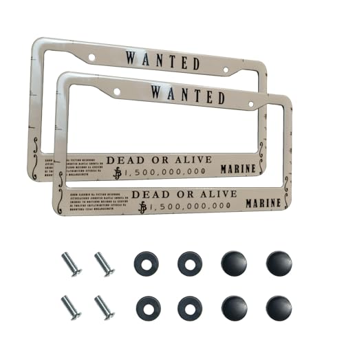 Generic Anime License Plate Frame 2PCS Anime Car Accessories Aluminum License Plate Frame12.2x6.3inch (Wanted)