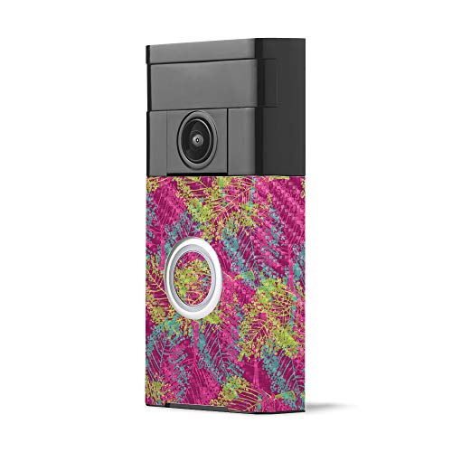 MightySkins Carbon Fiber Skin for Ring Video Doorbell - Magenta Summer | Protective, Durable Textured Carbon Fiber Finish | Easy to Apply, Remove, and Change Styles | Made in The USA