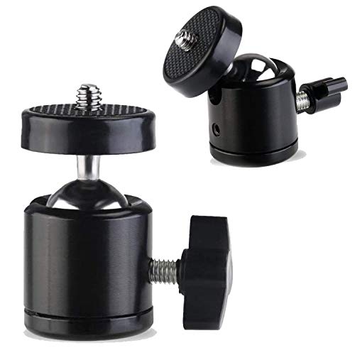 Universal 1/4' Swivel Mini Ball Head Screw Tripod Mount（2 Pack）, AOQIYUE 360 Degree Rotating Mount Base Adapter for DSLR Cameras HTC Vive Tripods Monopods Camcorder Light Stand…