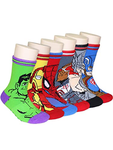Marvel Super Hero Adventures Avengers Baby-Boys, Boys Socks with Grippers, 6 pack, Multi, 4-5T