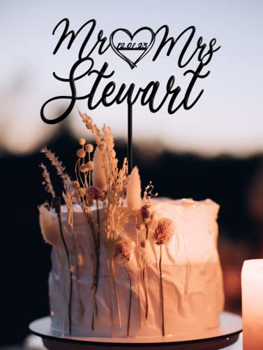 Personalized Heart wedding cake topper - Custom cake topper for wedding - Mr. and Mrs. cake topper for bride and groom