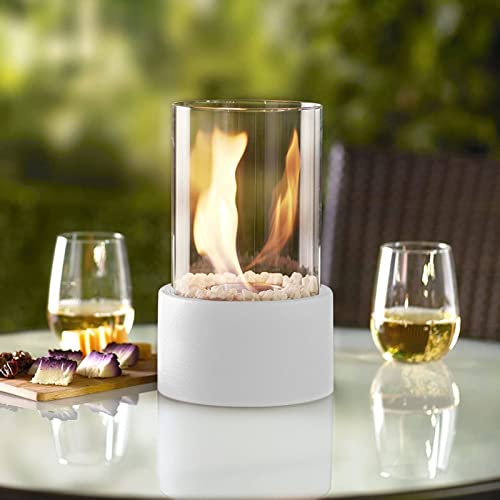Sentmoon Tabletop Fire Pit, Glass Mini Portable Table Top Firepit, Tabletop Fire Bowl Pot Indoor Outdoor, Long Burning, Glass Heat Insulation, Tabletop Fireplace Holiday Party Decorations