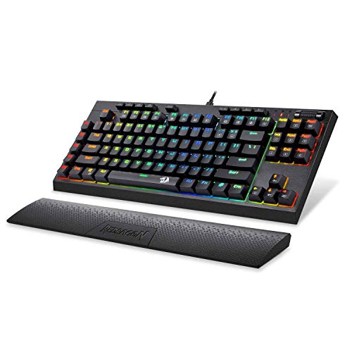 Redragon K588 RGB Backlit Mechanical Gaming Keyboard with Programmable Keys Macro Recording Optical Blue Switches Tenkeyless with Detachable Palm Rest & USB-C USB for Windows PC