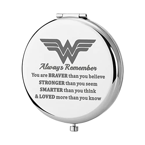 KEYCHIN Heroine Pocket Mirror Diana Fans Gift You are Braver Stronger Smarter Than You Think Heroine Compact Mirror for Women Girls (Heroine Mirror)