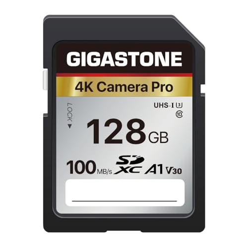 GIGASTONE 128GB SD Card A1 V30 U3 SDXC Memory Card High Speed 4K Ultra HD UHD Video Compatible with Canon Nikon Sony Pentax Kodak Olympus Panasonic Digital Camera, with 1 Mini case