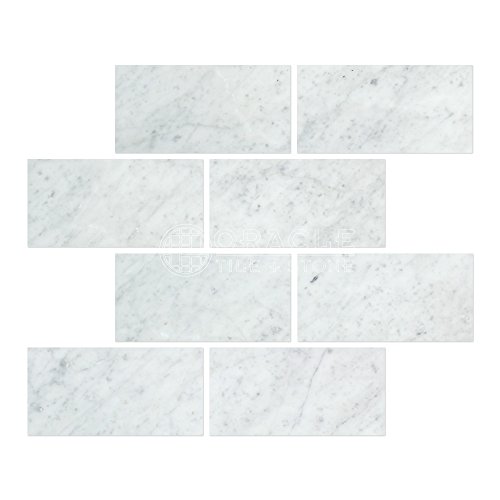 Carrara Marble Italian White Bianco Carrera 3x6 Marble Subway Tile Honed