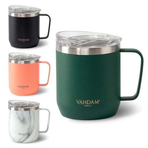 Stainless Steel Coffee Mug With Handle (300ml) - Green | Vacuum Insulated, Double Wall, Sweat-Proof Mug With Slider Lid For Hot And Cold Drinks | Coffee/Tea Mug | VAHDAM
