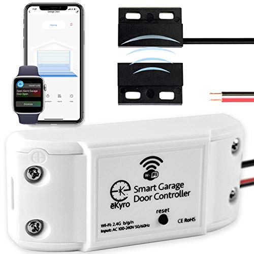 eKyro Smart Garage Door Opener - Universal WiFi Remote Controller Compatible with Alexa, Google Home, iPhone, Siri, Android, Door Left Open Alert, Door Security Systems, Updated Model