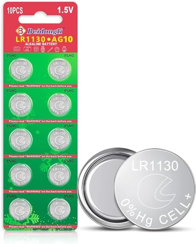 LR1130 AG10 Battery 1.5V Long-Lasting Alkaline Button Cell Batteries【5-Year Warranty】 (10 Pack)…