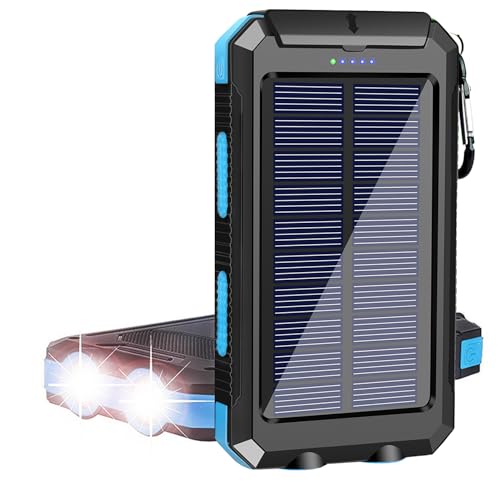 YELOMIN Solar Power Bank, 38800mAh Portable Solar Charger, Waterproof Battery Pack Outdoor External Backup Power Charger Dual USB 5V Outputs/LED Flashlights, Perfect for Camping Travel