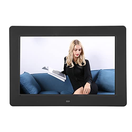 8 Inch Digital Photo Frame, 100-240V Image Preview Function HD Digital Photo Frame Black Plug and Play for Dormitory (US Plug)