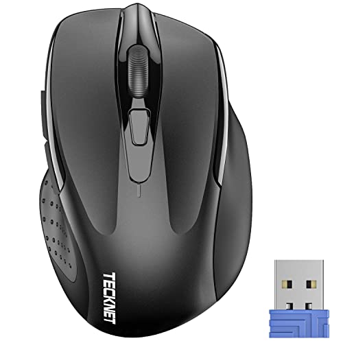 TECKNET Wireless Mouse, 2.4G Ergonomic Optical Mouse, Computer Mouse for Laptop, PC, Computer, Chromebook, Notebook, 6 Buttons, 24 Months Battery Life - Black