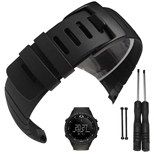 Picowe Watch Band Strap, Rubber Watch Replacement Band Strap Accessories Compatible with SUUNTO CORE All Black Series Watch SS014993000/SS013336000/SS013337000