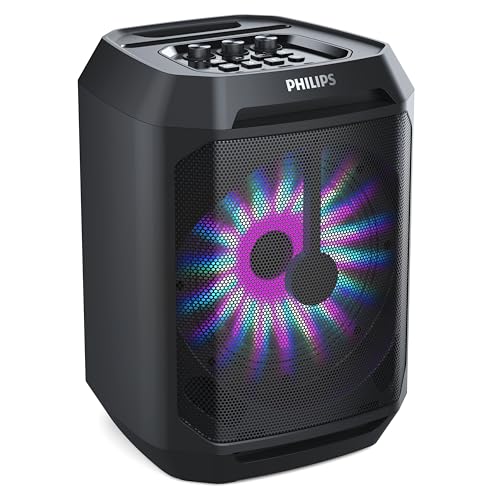 Philips Party Speakers Bluetooth Wireless, Portable Bluetooth Party Speaker with Bass Boost, Lights, Mic Input – Karaoke Speaker for Home, Outdoors