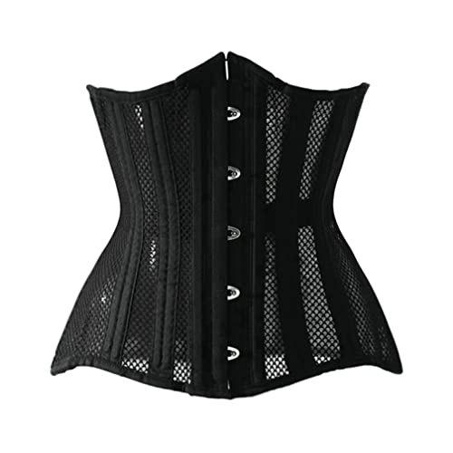 LARTIGUE Women 26 Steel Boned Waist Training Corset Heavy Duty Mesh Underbust Bustier Cincher,12.4 Inch Black M