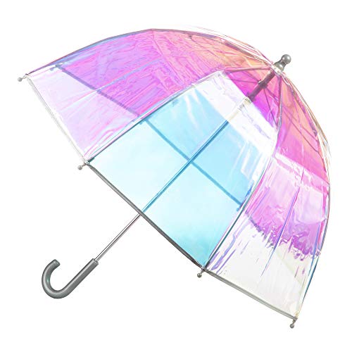 Totes Kids Clear Bubble Kids Umbrella - Perfect for Walking Safety- Child Safe with Pinch-Proof Closure and Easy-Grip Curved Handle Perfect for Small Hands, in Transparent or Colorful Options