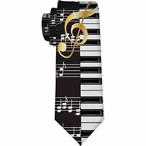 Yekiua Piano Keys Ties Musical Instrument Keyboard Music Stave Notes Men's Business Necktie For Husband Father Valentine's Day Father's Day Gift Black White
