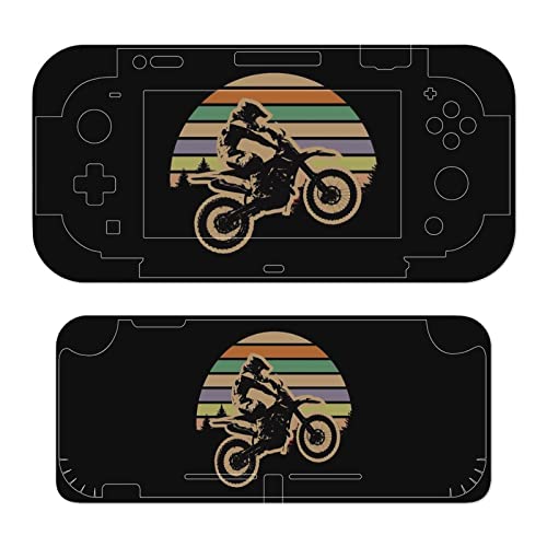 Retro Dirt Bike Motocross Rider Sunset Pattern Decal Stickers Cover Skin Full Wrap Protective FacePlate Decal for Switch for Switch Lite