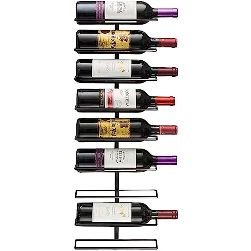 Sorbus Wall Mount Wine Rack (Holds 9 Bottles) - Wine Rack Wall Mounted for Wine Bottles, Liquor, Champagne, Black Metal Wine Bottle Holder for Home Bar, Wine Kitchen Storage