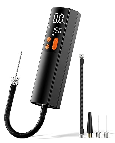 Electric Ball Pump with Inflation & Deflation, 3 Needles & Pressure Gauge(Max 15Psi), Rechargeable Air Pump for All Sports Balls - Volleyball Pump, Basketball Inflator, Football & Soccer Ball Air Pump