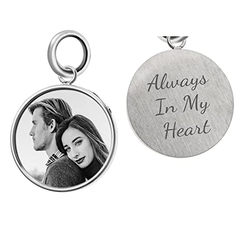 Queenberry Personalized Photo Engraved Charm wi Love note date Initial Message Customization Dangle Bead F/European Bracelet Christmas Anniversay Valentines day