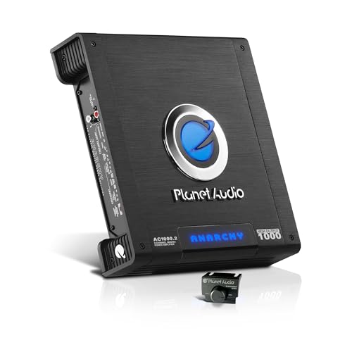 Planet Audio AC1000.2 Anarchy Series 2 Channel Class A/B Car Amplifier - 1000 High Output, 2-4 Ohm, High/Low Level Inputs, High/Low Pass Filter, Full Range, Bridgeable, Hook Up to Subwoofer for Bass