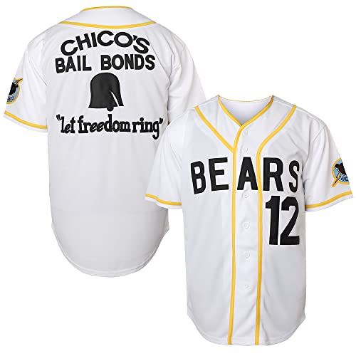 TKJPYWYH Bad News Bears Movie Baseball Jersey for Men,12 Tanner Boyle 3 Kelly Leak 1976 Chico's Bail Bonds Sports Shirt S-3XL (Medium, 12 White)
