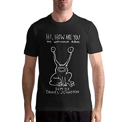 NEWCREATEES Men's T-Shirt Daniel Singer Johnston Hi,How are You Crew Neck Shirts Short Sleeve Tees Summer Cotton Top Black Large