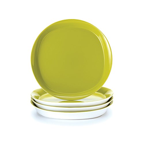 Rachael Ray Round and Square 4-Piece Dinner Plate Set, Green