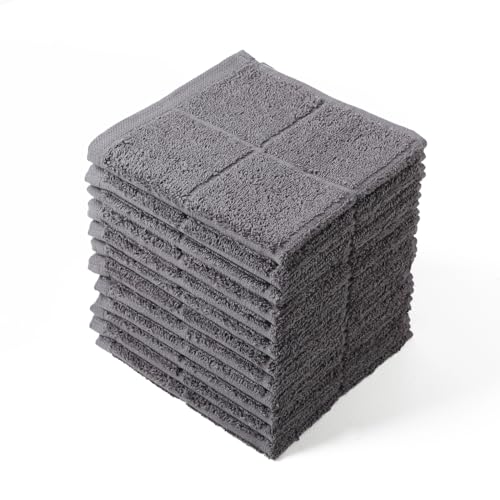 Glynniss Dishcloths Kitchen Highly Absorbent Dish Rags 100% Cotton Dish Cloths for Washing Dishes, Cleaning (12pcs Gray)