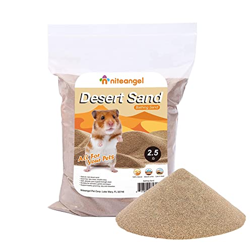 Niteangel Hamster Desert Bath Sand | No-Dust Bath or Potty Litter Sand for Hamster Chinchillas Gerbil Mice Degu or Other Small Pets (2.5LB, Desert Sand)