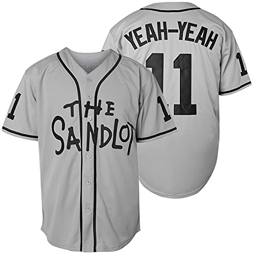 The Sandlot Benny The Jet Rodriguez Michael Squints Palledorous Alan Yeah-Yeah McClennan Bel Air 3D Print Baseball Jersey (X-Large, 11-Grey)