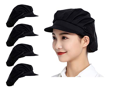 Jaspfct 4pcs Chef Hat Food Service Hairnets Kitchen Cooking Cap for Women HT001B4