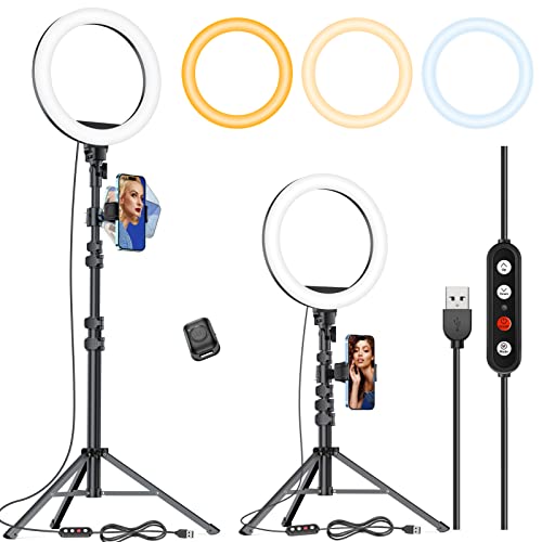 Kaiess 10.2' Selfie Ring Light with 65' Adjustable Tripod Stand & Phone Holder for Live Stream/Makeup, Upgraded Dimmable LED Ringlight for Tiktok/YouTube/Zoom Meeting/Photography