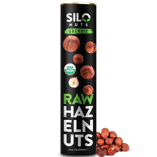 SILO Nuts, Organic Hazelnuts, Raw, 454 gr, Whole, Turkish Origin, Natural, with Skin
