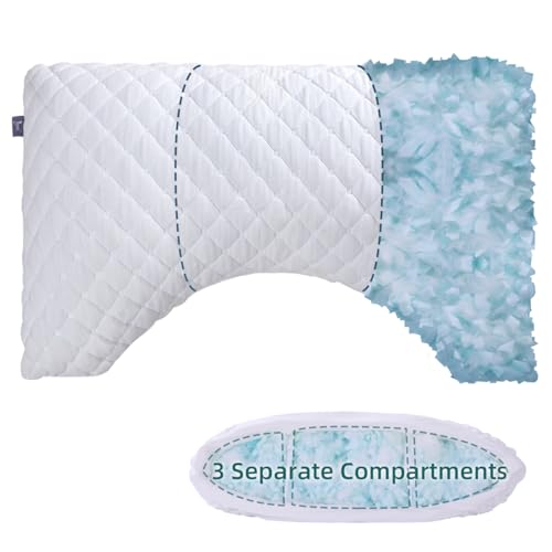 LOFE Side Sleeper Pillows for Adults - Adjustable 3 Compartments of Side Sleeper Pillow, Curved Side Sleeper Neck Pillow, CertiPUR-US Supportive Pillow for Side Sleepers, Queen Size Bed Pillows