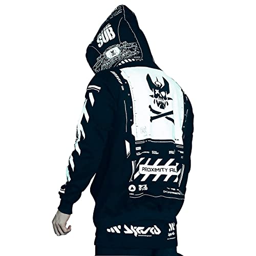 Niepce Inc Graphic Cyberpunk Zip Up Men's Fashion Hoodies Sweatshirts (Medium, Black)