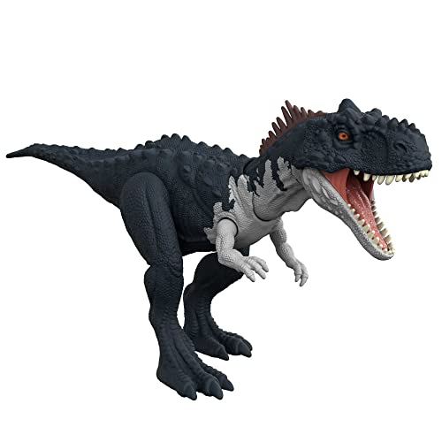 Mattel Jurassic World Dominion Roar Strikers Rajasaurus Dinosaur Toy with Neck Stretch Chomp & Sound, Plus Downloadable App & AR