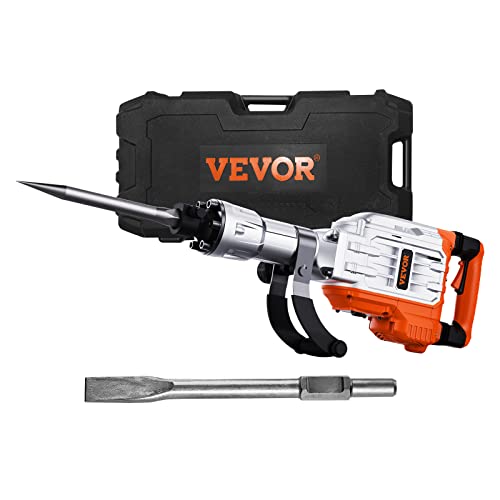 VEVOR Demolition Jack Hammer, MAX 3500W Jack Hammer Concrete Breaker, 1900 BPM Heavy Duty Electric Jack Hammer, 2pcs Chisel with Gloves & 360°C Swiveling Front Handle for Trenching Breaking Holes