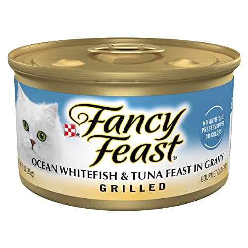 Purina Fancy Feast Grilled Wet Cat Food Ocean Whitefish and Tuna Feast in Wet Cat Food Gravy - (Pack of 24) 3 oz. Cans