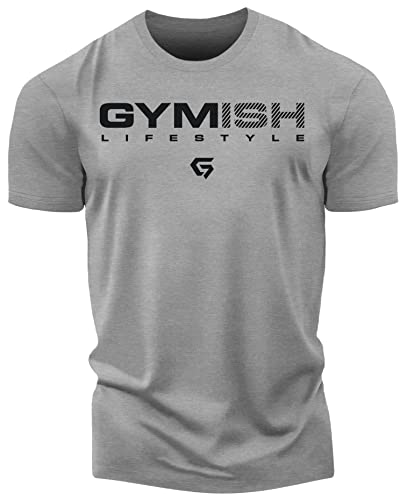 Gymish Lifestyle Motivational Workout Men's Shirt, Weight Lifting Gift T-Shirt, XXL, Grey