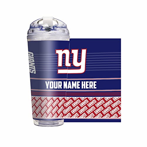 Rico Industries NFL Football New York Giants 24oz Personalized Tumbler W/Hinged Lid - Team Colored Travel Tumbler - Keeps Drinks Cold or Hot