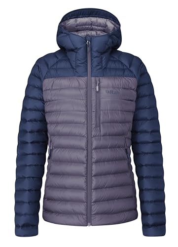 RAB Women's Microlight Alpine Down Jacket for Hiking, Climbing, & Skiing - Patriot Blue/Purple Sage - Large
