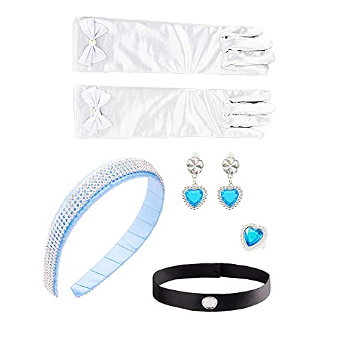 Girls Costume Accessories Princess Dress Up Kids Cosplay Headband Crown Choker Glove Set Halloween Party