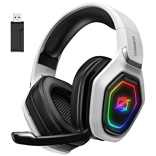Ozeino 2.4GHz Wireless Gaming Headset for PC, Ps5, Ps4 - Lossless Audio USB & Type-C Ultra Stable Gaming Headphones with Flip Microphone, 40-Hr Battery Gamer Headset for Switch, Laptop, Mobile, Mac