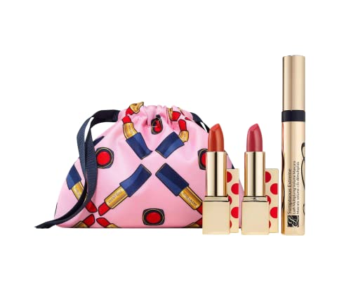 Estee Lauder for Sculpted Lips Lipsticks, Mascara 2022 Gift Set 3 Full Sizes 420 Rebellious Rose, 333 Persuasive, Sumptuous Extreme