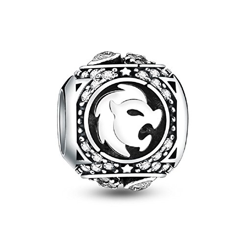 Glamulet 12 Horoscope Zodiac Sign 925 Sterling Silver Charms Fit for Bracelet, Ideal Women’s Gift