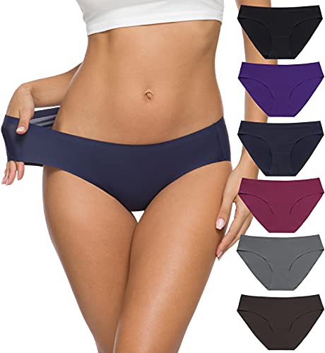 Altheanray Women’s Seamless Underwear No Show Panties Soft Stretch Bikini Underwears 6 Pack(3081S-color9)